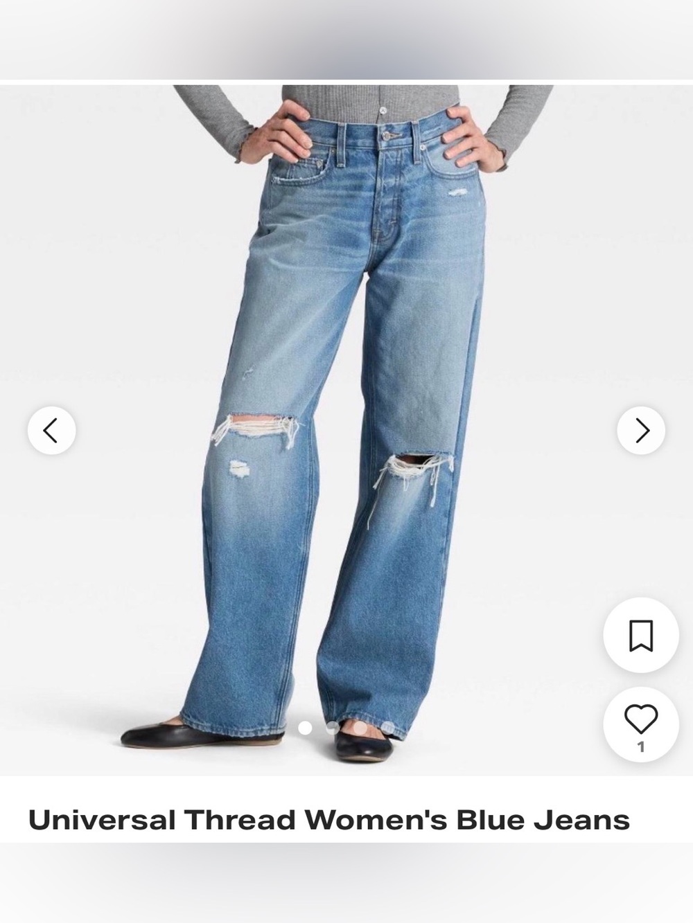Universal Thread Light Blue Distressed Wide-Leg Jeans